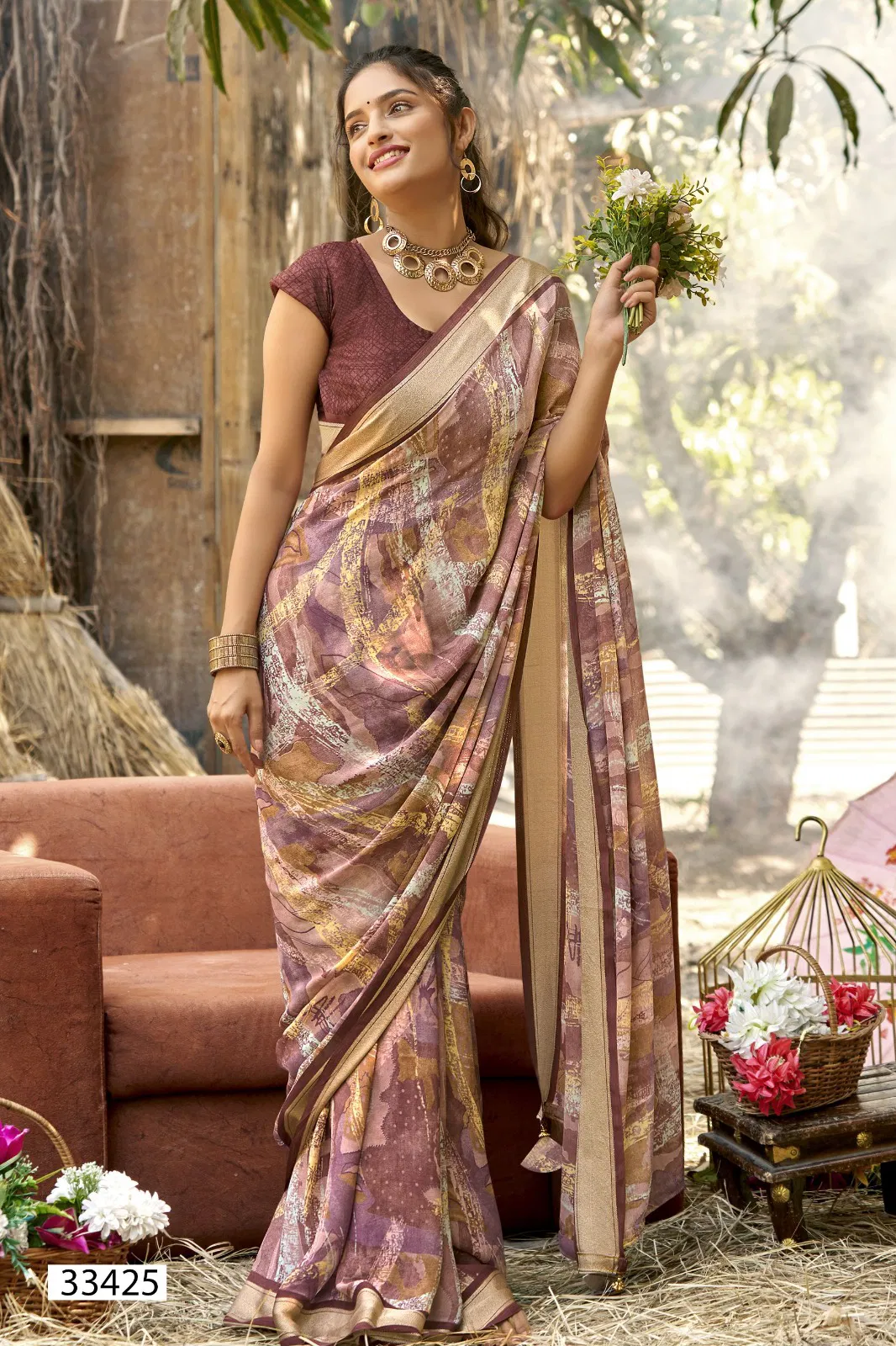 Prakhar Vol 2 By Vallabhi Moss Georgette Printed Daily Wear Saree Exporters In India